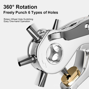 360 °   Pince à perforer rotative en cuir, acier 52, 6 tailles de trous, perforateur de ceintures pour artisanat DIY et bracelets de montre - Product Image 2