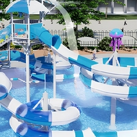 Équipement de parc aquatique extérieur haut de gamme comprenant de grandes structures aquatiques, des fontaines, des toboggans aquatiques en acier inoxydable