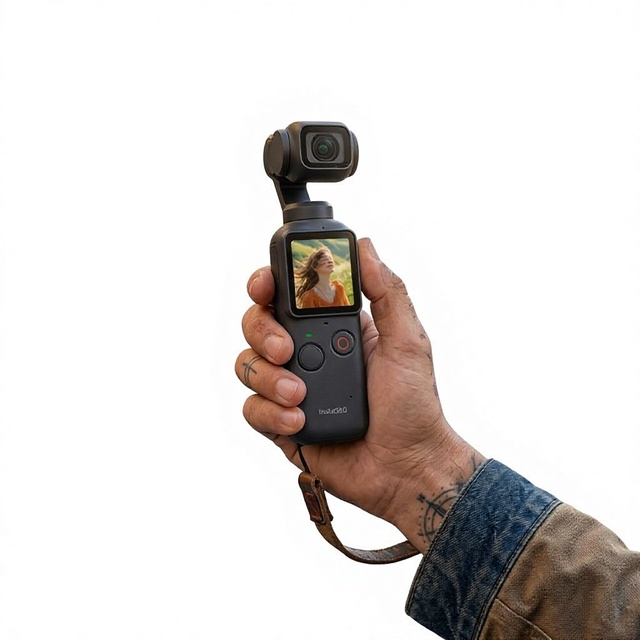 4K Handheld Pocket Gimbal Camera 3 Axis Stabilizer Built in Screen for Vlog Video Recording