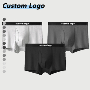 Boxer da <span class=keywords><strong>Uomo</strong></span> in Cotone con Marchio/Logo Personalizzato, Slip Senza Cuciture Lavorati a Maglia, Produttore di Intimo Maschile OEM/ODM - Product Image 1