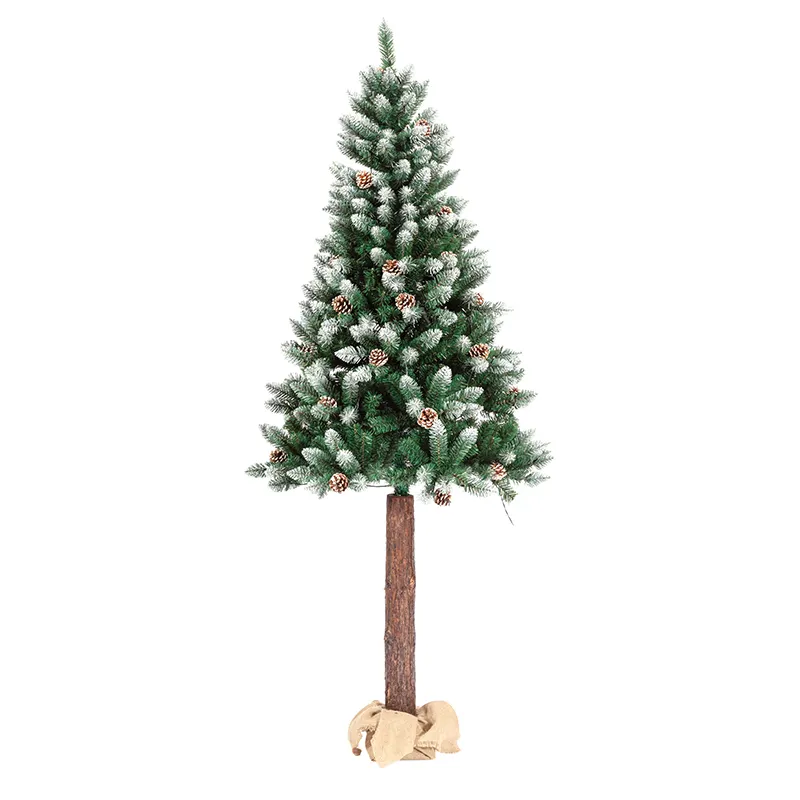 Groen Gemengd Wit Op Maat Gemaakte Pe Pvc 60Cm Kleine Pottas Staan Kerstboom Met Houten Basis