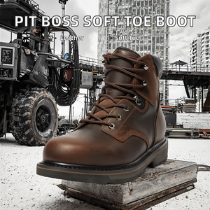 <span class=keywords><strong>Botas</strong></span> de Trabajo Industriales PRO <span class=keywords><strong>para</strong></span> <span class=keywords><strong>Hombre</strong></span>, Modelo Pit Boss, de Cuero, Punta Suave, 6 Pulgadas, Color Marrón - Nuevo 2024, Talla 12 - Product Image 2