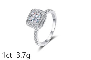 Anillo de Plata de Ley S925 con Moissanita de Corte Princesa de 1 Quilate, Cuadrado, con Certificado GRA, para Mujer, Venta de Fábrica - Product Image 2