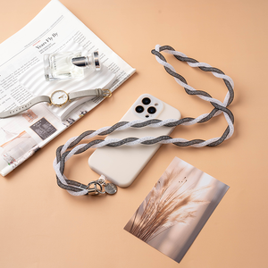 Correa de abalorio de teléfono con cuentas hechas a mano, cordón cruzado de diseñador bonito para funda de teléfono, Material acrílico, Material de tul con diamantes de imitación - Product Image 1