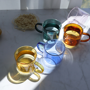 Bernsteinfarbene Rosa Glasbecher für Bier und Kaffee Doppelwandige Glasbecher Farbige Glasbecher - Product Image 4