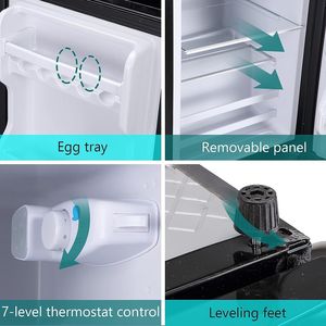 Mini-réfrigérateur-congélateur Krjb adapté, 3,5 pi³, 2 portes, argent, noir, bleu, compact, avec étagères amovibles, refroidissement direct - Product Image 6