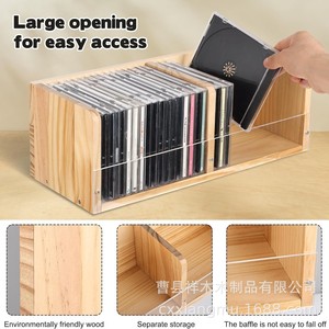 ชั้นวางซีดีไม้ ที่เก็บของความจุขนาดใหญ่ สำหรับใช้ในบ้านและสำนักงาน - Product Image 5