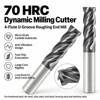 70 HRC Vollhartmetall-Dynamikfräser mit 4 Schneiden, U-Nut, langer Schaft, vibrationsdämpfendes CNC-Werkzeug für gehärteten Stahl