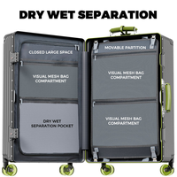 Valise de voyage surdimensionnée de 26 pouces, construction en aluminium, roues pivotantes silencieuses et serrure à code TSA sécurisée