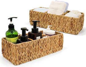 Handmade Basket Handmade Seagrass Water Hyacinth Woven Storage Box Basket With Sundry Bath Cosmetic Towel Holder