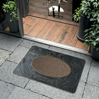 Machine d'entrée de maison moderne en PVC résistant à la corrosion tapis de porte rectangulaire en caoutchouc antidérapant fin imprimé animal puzzle motif maison