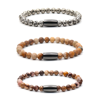 Bracelet perlé unique en pierres précieuses avec fermoir magnétique, motif du Zodiaque Chinois et mantra des vœux, design spirituel, plaqué or