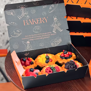 Caja de cartón cuadrada personalizable para Tartas, minimalista o estampada para sostener frutas, Mini cajas de pastel de té de la tarde para varias ocasiones - Product Image 4