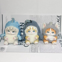 Porte-clés en peluche vinyle Chat Requin Mignon, rembourré en coton PP, style japonais, déguisement d'animal, cadeau pour sac, unisexe, à partir de 14 ans, décoration de fête