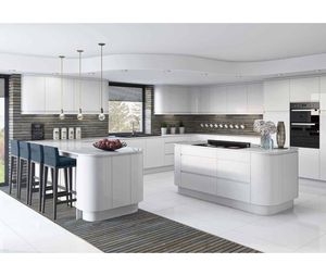 Armoire de cuisine moderne personnalisée laquée très brillante avec grand îlot - Product Image 1