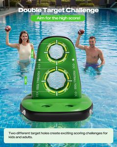 Bestseller <b>Inflatable</b> Football Toss Target <b>Pool</b> Game with 4 Water Footballs 2 Pumps Stable Base Floating Water Game <b>for</b> Kids - Product Image 2