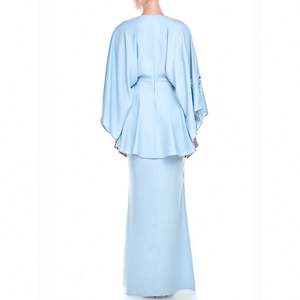 <span class=keywords><strong>2021</strong></span> nueva llegada conjuntos de mujer personalizados de moda Abaya en Malasia mangas acampanadas encaje Kebaya recorte de talla grande Baju Kurung - Product Image 2