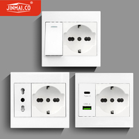 Prise murale électrique de haute qualité avec interrupteur et ports USB Type-C, conforme aux normes italiennes, chinoises, européennes, allemandes et françaises, en panneau PC.