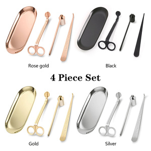 Ensemble d'accessoires pour <span class=keywords><strong>bougies</strong></span> Outils Ciseaux à mèche en acier inoxydable noir Tondeuse Plateau d'extincteur <span class=keywords><strong>Kit</strong></span> d'entretien pour <span class=keywords><strong>bougies</strong></span> avec sac en flanelle - Product Image 3
