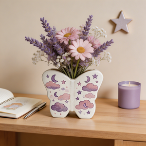 <span class=keywords><strong>Vaso</strong></span> Moderno <span class=keywords><strong>in</strong></span> Ceramica Bianca a Forma <span class=keywords><strong>di</strong></span> Farfalla per Piante Idroponiche, Decorazione da Tavolo <span class=keywords><strong>in</strong></span> Viola e <span class=keywords><strong>Rosa</strong></span> - Product Image 2