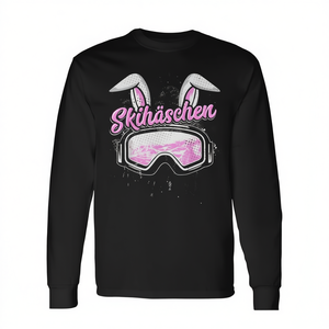 T-shirt à manches longues Ski Bunny, lunettes de ski, oreilles de lapin roses, vêtements après-ski - Product Image 2