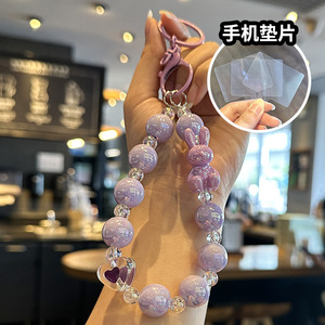 Weihao 2025 phong cách mới sáng tạo dễ thương Acrylic hạt nhỏ Thỏ mặt dây chuyền điện thoại di động Chuỗi móc chìa khóa - Product Image 5