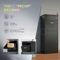 Boîte à colis extérieure WELDON en acier inoxydable, étanche, antivol, autoportante ou murale, avec serrure à clé, design durable, boîte de dépôt pour courrier