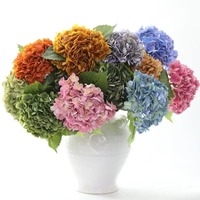 Hortensia Artificial de Tacto Real, Hecha a Mano, Verde, de Cabeza Grande, Flor Decorativa de Año Nuevo, Venta al por Mayor