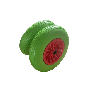 लाइन पैटर्न हरे लाल प्लास्टिक रिम 4.00-8 व्हीलबैरो फोम व्हील - Product Image 3