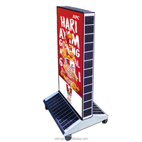 Barre lumineuse solaire MUJIN, IP65, étanche, cadre en aluminium, LED haute luminosité, boîte à slogan publicitaire verticale pour utilisation en extérieur