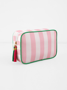 Sac de <span class=keywords><strong>maquillage</strong></span> personnalisé avec logo monogramme, broderie à glands, trousse de toilette de voyage en plein air avec fermeture éclair, sac cosmétique rayé, étui pour femmes, <span class=keywords><strong>cadeau</strong></span> - Product Image 6