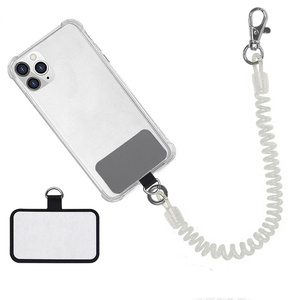 Đàn hồi điện thoại di động dây mùa xuân dây chống mất Keychain leo núi khóa xoắn ốc dây với hình chữ nhật Shim - Product Image 2