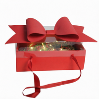 Boîte d'emballage cadeau de luxe en gros avec couvercle transparent et nœud en satin pour cadeaux de la Saint-Valentin, ensembles de boutique, événements