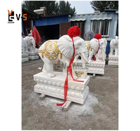 Vente chaude Décoration extérieure pour la maison Sculpture en pierre blanche grandeur nature Statue d'éléphant en marbre