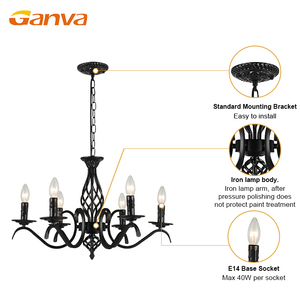 Lámpara de Techo Clásica de Hierro Estilo Candelabro con 3/6 Bombillas Vintage, OEM/ODM, para Sala de Estar o Pasillo - Product Image 3