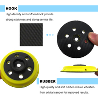 Plaque de support électrique à velcro jaune de 3 pouces à 6 trous pour ponçage et polissage du bois, des meubles et du métal
