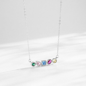 Collier et boucles d'oreilles en argent sterling S925 avec zircon arc-en-ciel, design géométrique pour femmes - Ensemble de luxe de niche européen et américain - Product Image 2