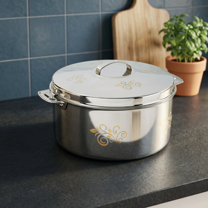 Casserole en acier inoxydable avec couvercle, design classique rond, durable, compatible avec toutes les plaques de cuisson, passe au lave-vaisselle - Product Image 2