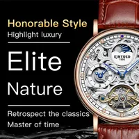 Montre Mécanique Manuelle KINYUED J078 pour Homme d'Affaires Luxe Montres Décontractées Bracelet Maille Marque Haut de Gamme Squelette
