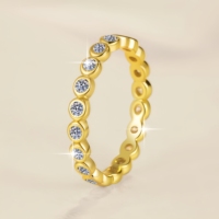 Bague empilable pour femme en argent sterling S925, sertie de moissanite VVS1 de 2 mm, style bulles, ajustement universel