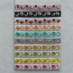 Custom Floral Lace Trim Embroidered Organza Tape Beaded <b>Ribbon</b> for Bridalwear <b>Wedding</b> Dress Home Textile Garment Decoration and - Product Image 3