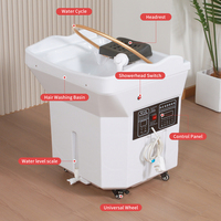 Matériel de salon de beauté : Bac à shampoing avec réservoir d'eau de 60 litres, chaise et bassin de lavage pratique pour spa capillaire japonais