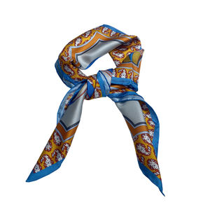 맞춤형 디지털 인쇄 실크 스카프 도매 정통 실크 능 직물 50cm 90cm 헤드 스카프 여성용 벌크 스퀘어 스카프 - Product Image 5
