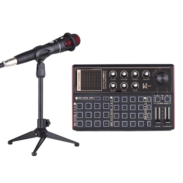SK300 Live Sound Card External Voice Changer Audio Mixer Kit Built-in Rechargeable Battery Multiple Sound Effects with Mic