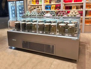 <span class=keywords><strong>Vitrine</strong></span> à gâteaux GENERALFUSHI avec porte coulissante et verre incurvé, réfrigérateur pour thé, armoire de présentation de thé - Product Image 2