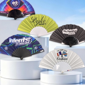 พัดพับลายพิมพ์สีขาวแบบกำหนดเอง พัดพับสำหรับงานแต่งงาน ของขวัญ - Product Image 4