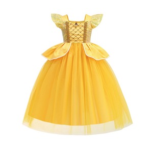 Offre Spéciale <span class=keywords><strong>belle</strong></span> et la bête princesse cloche Cosplay jaune robe de luxe Halloween fille château carnaval fête robe de princesse - Product Image 2