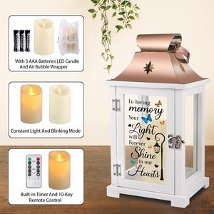 Lanterne artisanale en bois pour bougie funéraire, lanterne de sympathie pour la commémoration d'un être cher - Product Image 1
