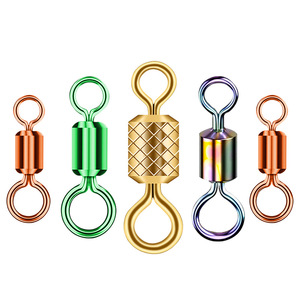 Émerillons en forme de huit 3 1/2 pouces en fer pour la pêche en eau salée, accessoires en vrac, émerillon simple coloré électroplaqué avec mousqueton - Product Image 1