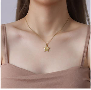 Collar con Colgante Grande de Estrella, Sol y Luna en Uno, Chapado en Oro de 18K, Acero Inoxidable, para Mujer - Product Image 2